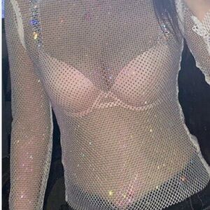 Sheer Mesh Glitter Top